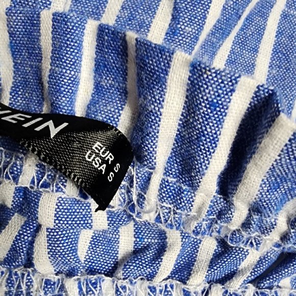 SHEIN Blue White Striped Bell Short Sleeve Romper Womens Size S Small - Picture 3 of 6